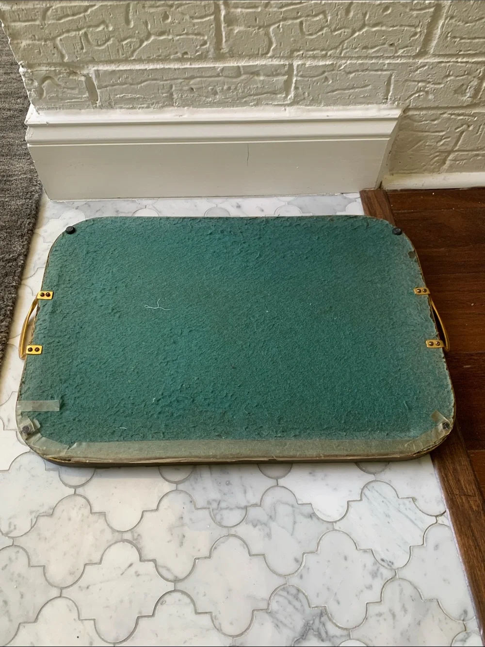 100 yr old Black and Gold Bird Motif Vanity Tray - Decorative Serving Tray